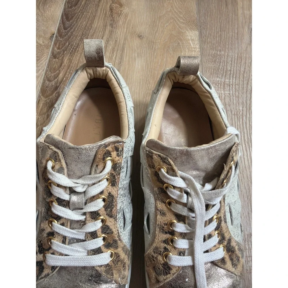 Diba True Yuliana Women's Size 7 Woven Metallic Leather Leopard Sneakers Shoes